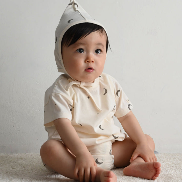 半袖 ロンパース ボンネット付き