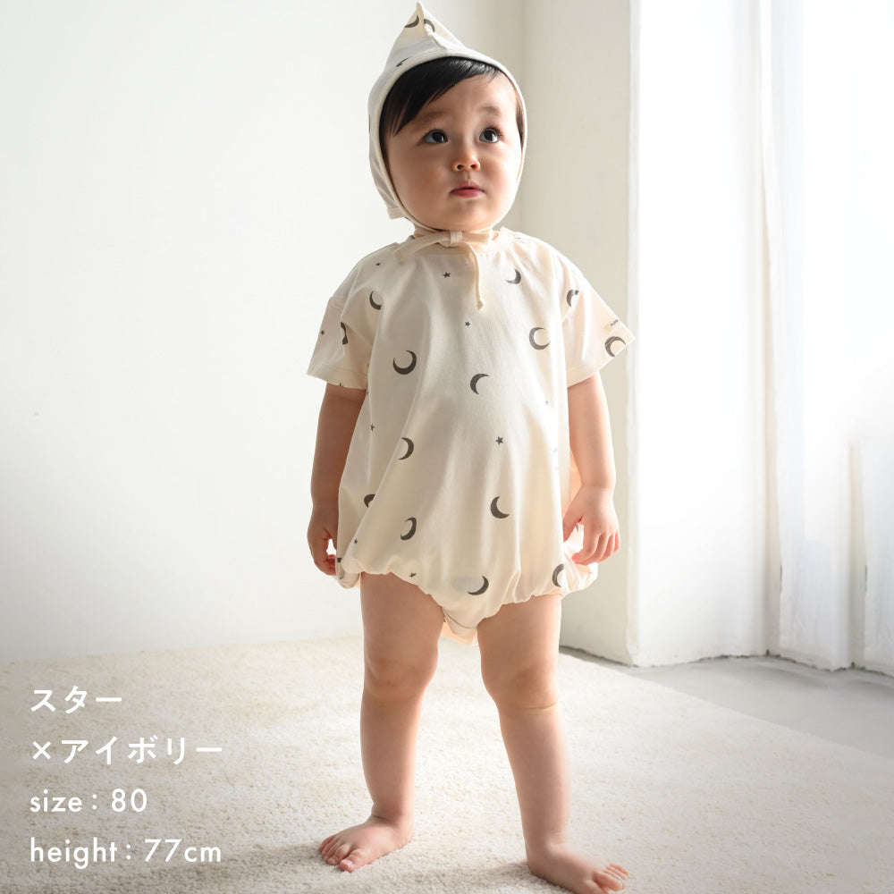 半袖 ロンパース ボンネット付き