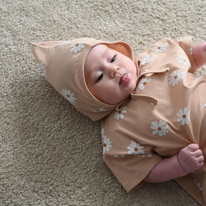 半袖 ロンパース ボンネット付き