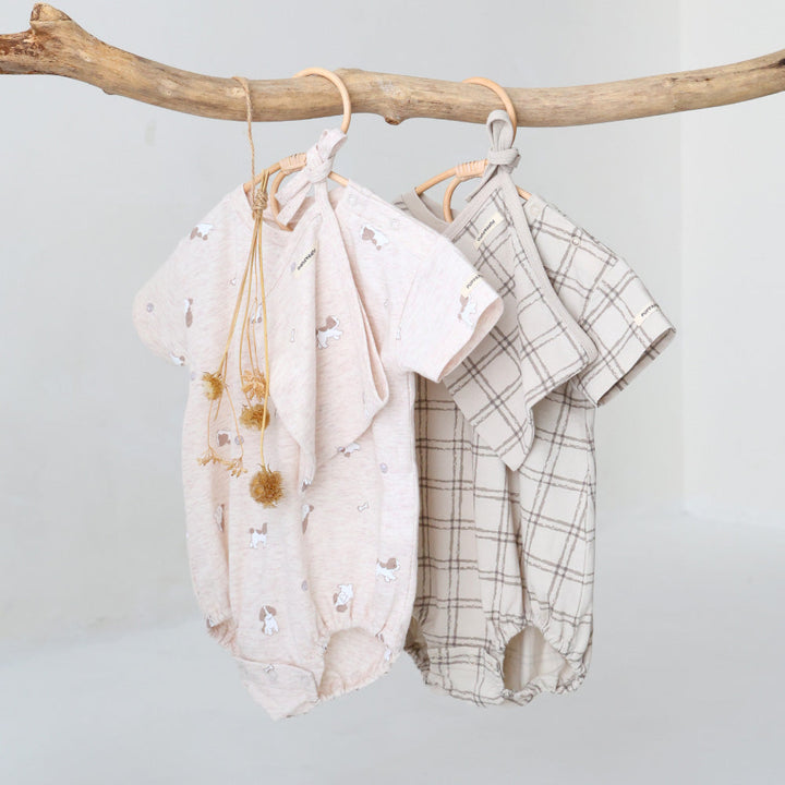 半袖 ロンパース ボンネット付き