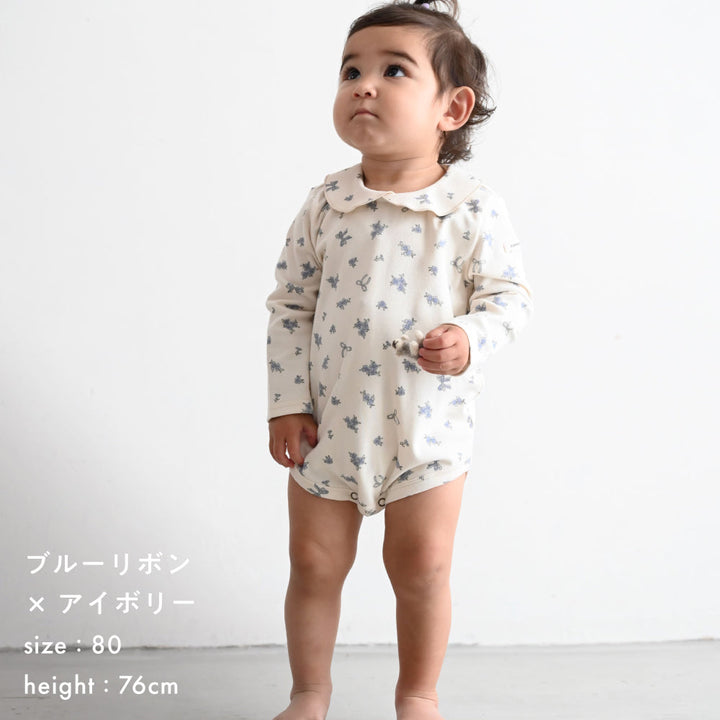 長袖 丸襟 ロンパース
