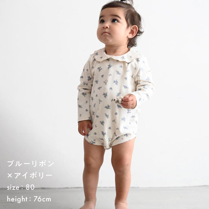 長袖 丸襟 ロンパース
