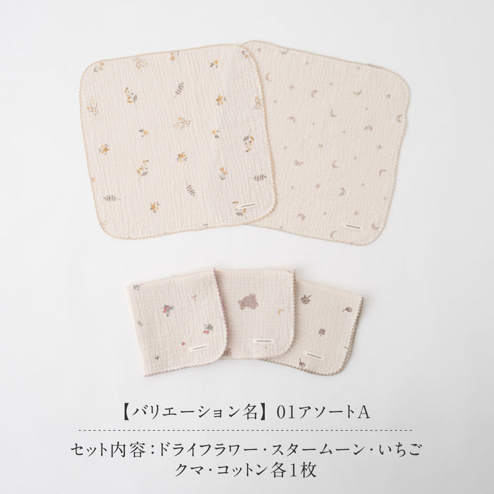 ハンカチ 5枚セット 2重ガーゼ