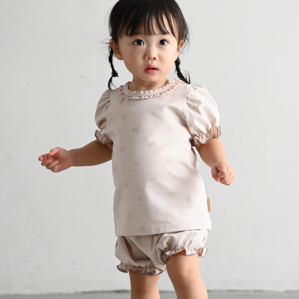 セットアップ パフスリーブ 半袖 Tシャツ ショートパンツ