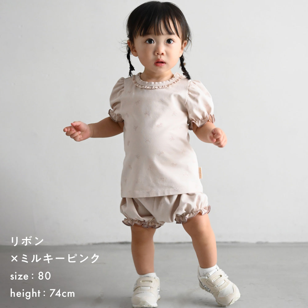 セットアップ パフスリーブ 半袖 Tシャツ ショートパンツ