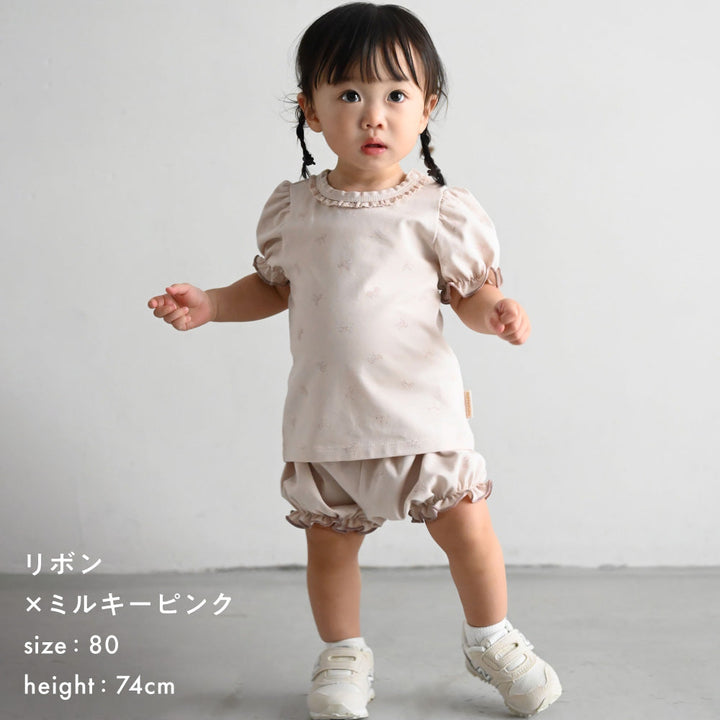 セットアップ パフスリーブ 半袖 Tシャツ ショートパンツ