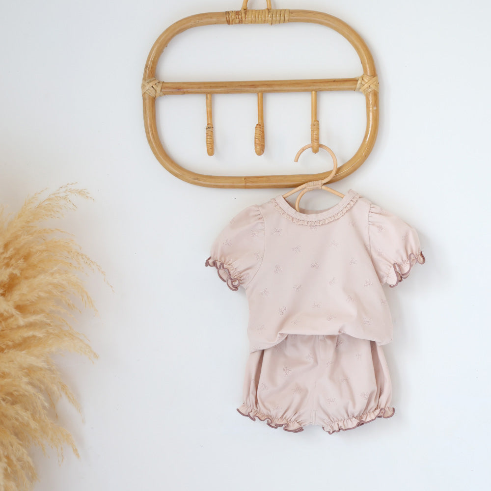 セットアップ パフスリーブ 半袖 Tシャツ ショートパンツ