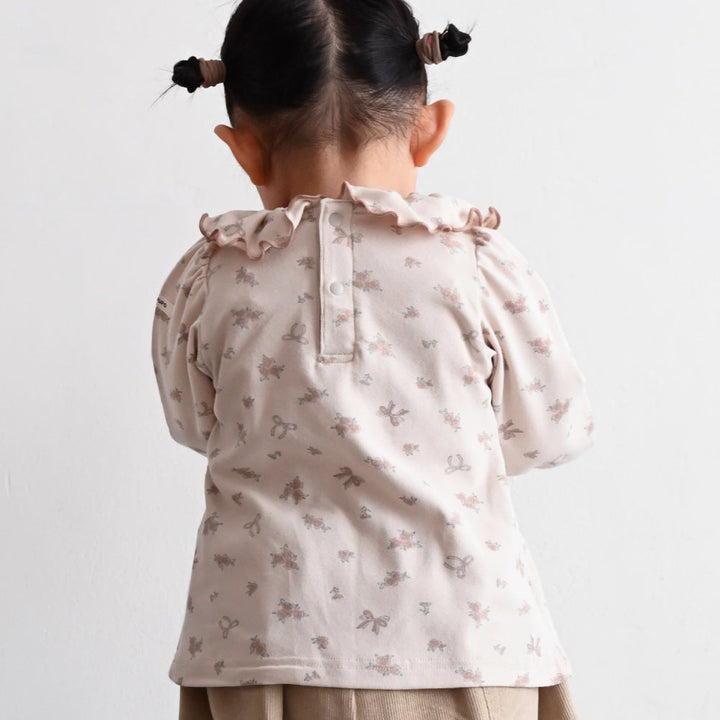 衿フリル 長袖 Tシャツ
