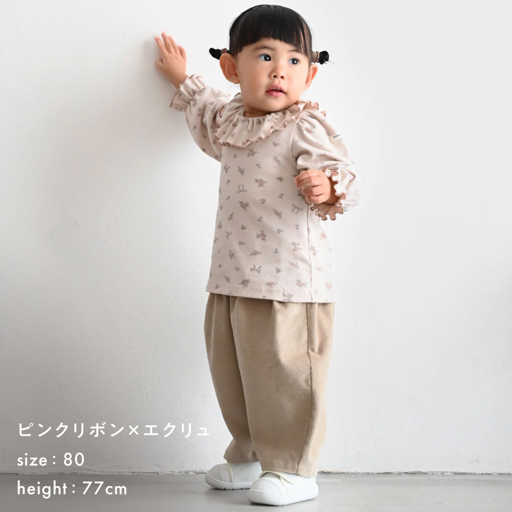 衿フリル 長袖 Tシャツ