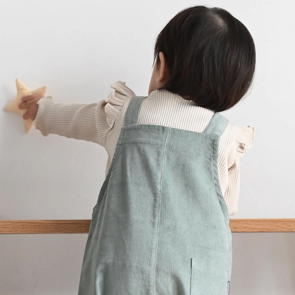 肩フリル 長袖 Tシャツ リブ