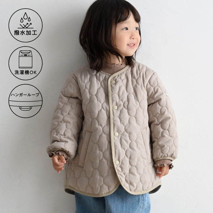 【撥水】 洗える ノーカラー キルティング ジャケット