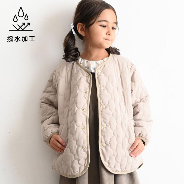 【撥水】 洗える ノーカラー キルティング ジャケット