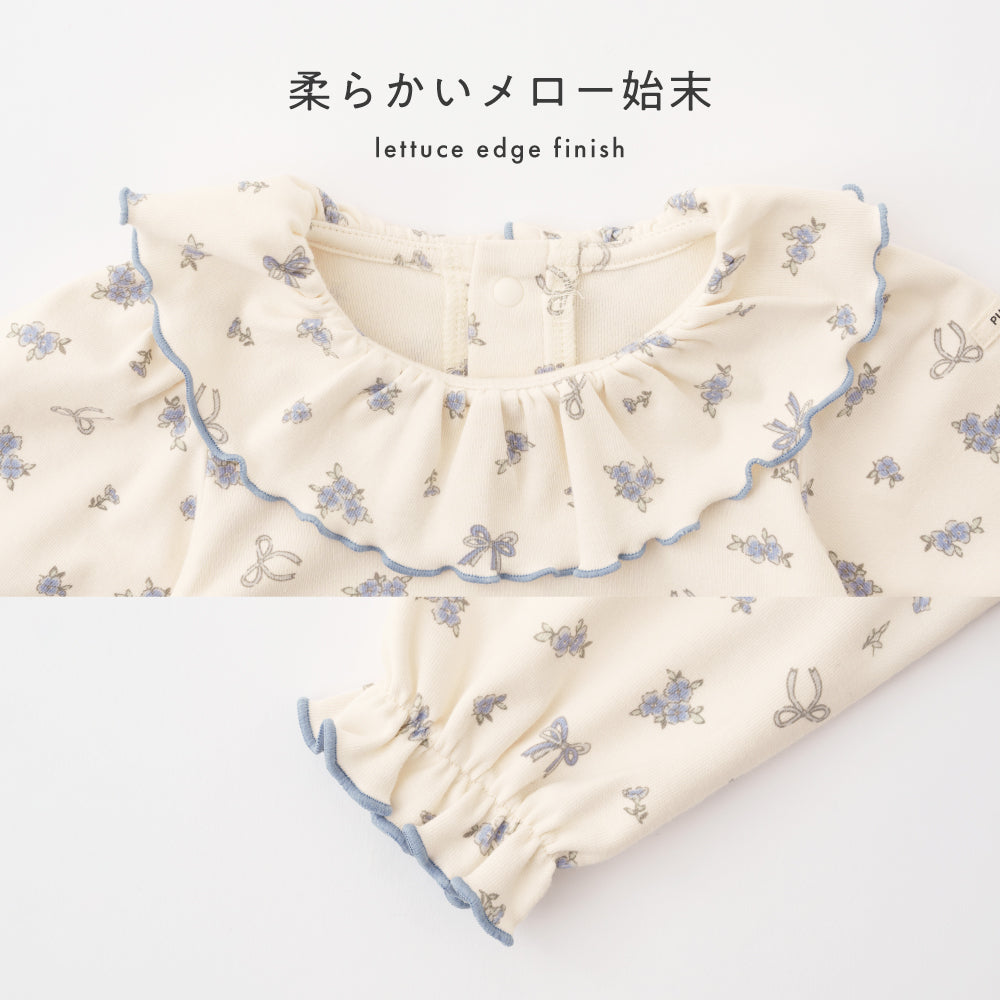 衿フリル 長袖 ロンパース