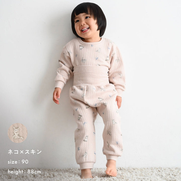 腹巻き付き ベビー パジャマ ニットキルト