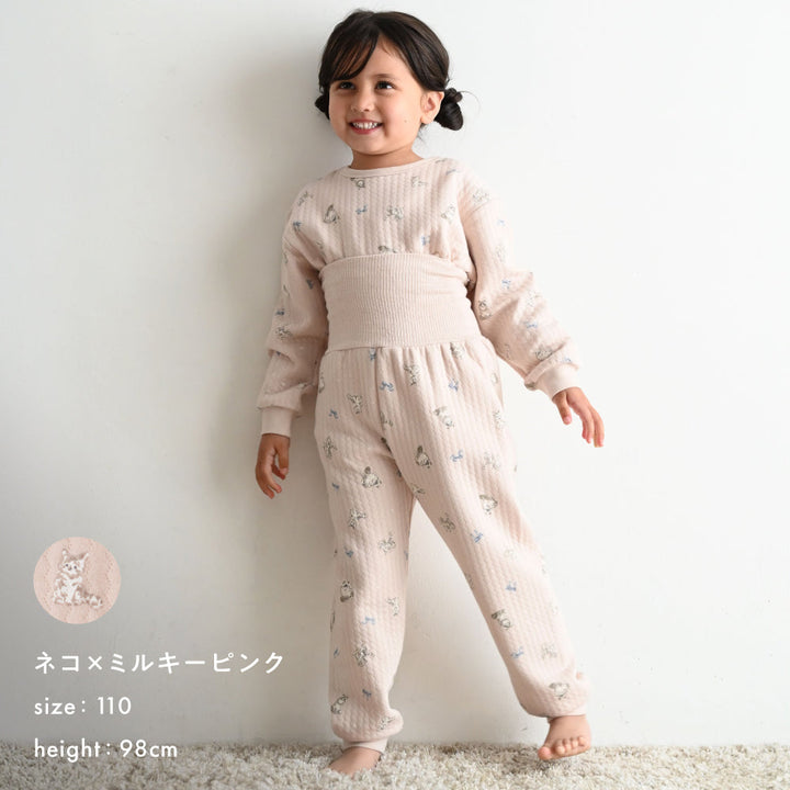 腹巻き付き ベビー パジャマ ニットキルト