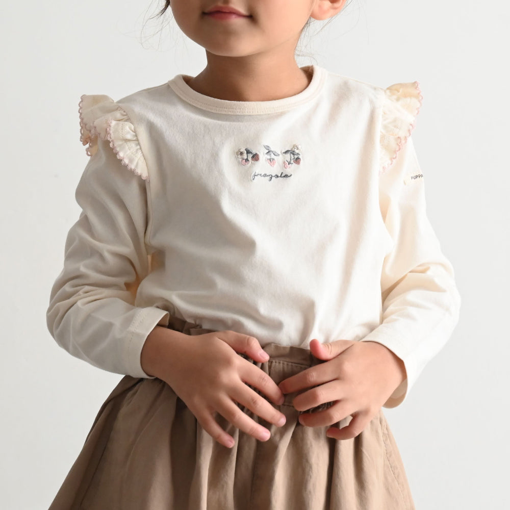 肩フリル 長袖 Tシャツ