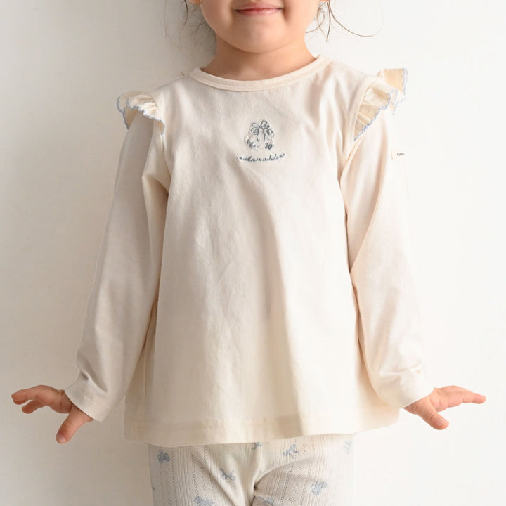 肩フリル 長袖 Tシャツ