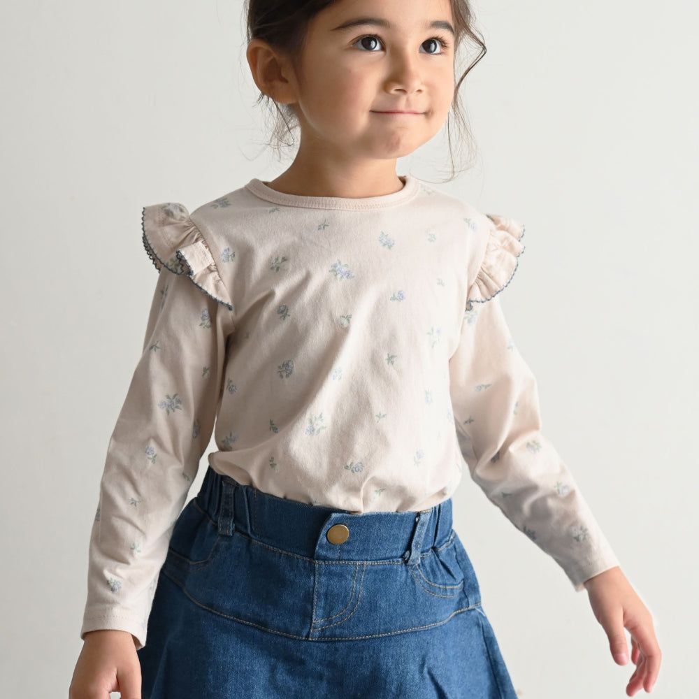 肩フリル 長袖 Tシャツ