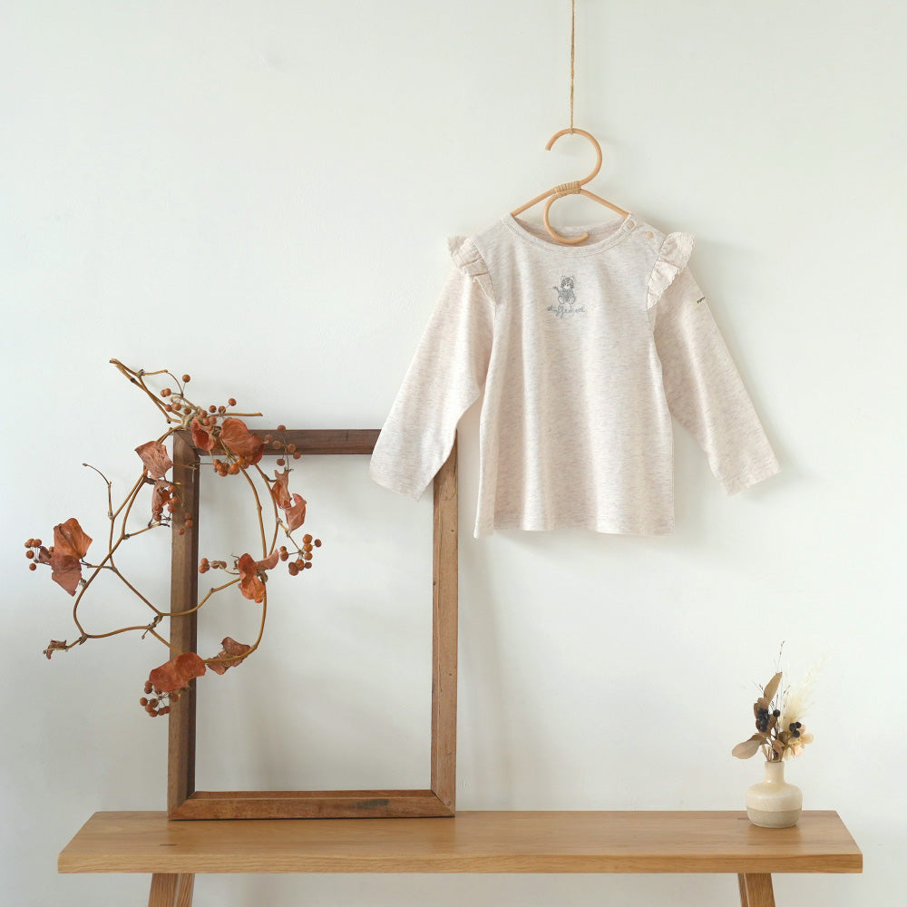 肩フリル 長袖 Tシャツ