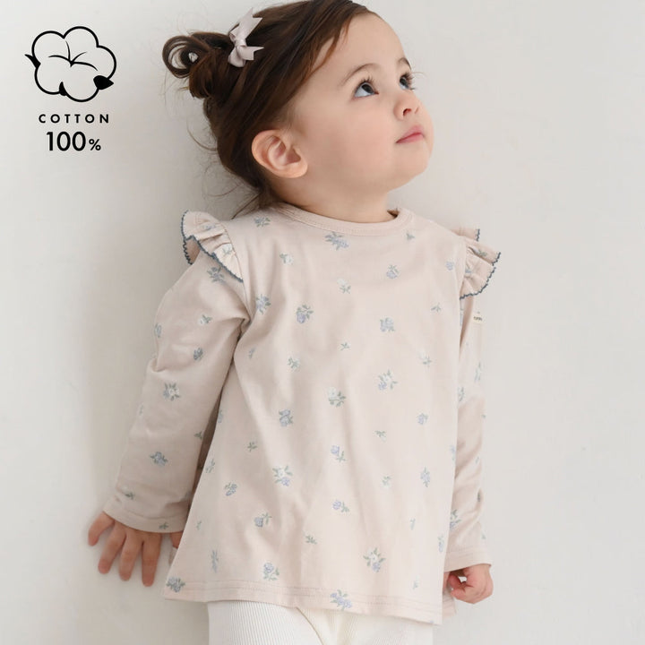 肩フリル 長袖 Tシャツ