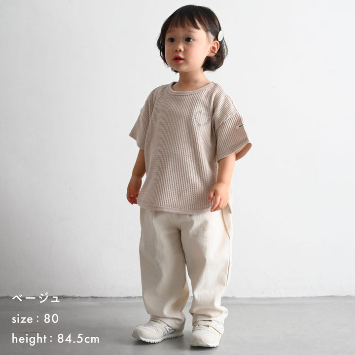 ラウンド 半袖 Tシャツ ラフリーワッフル