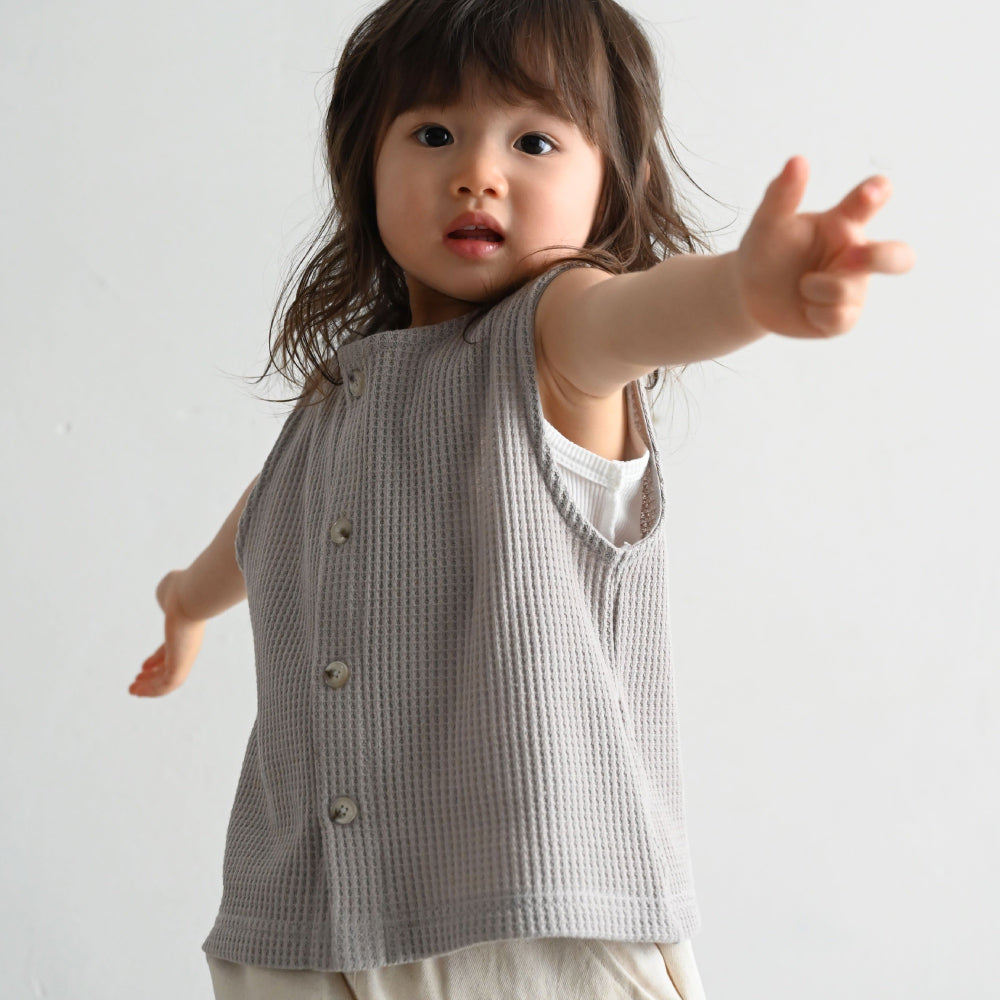 前後2way ノースリーブカットソー ラフリーワッフル