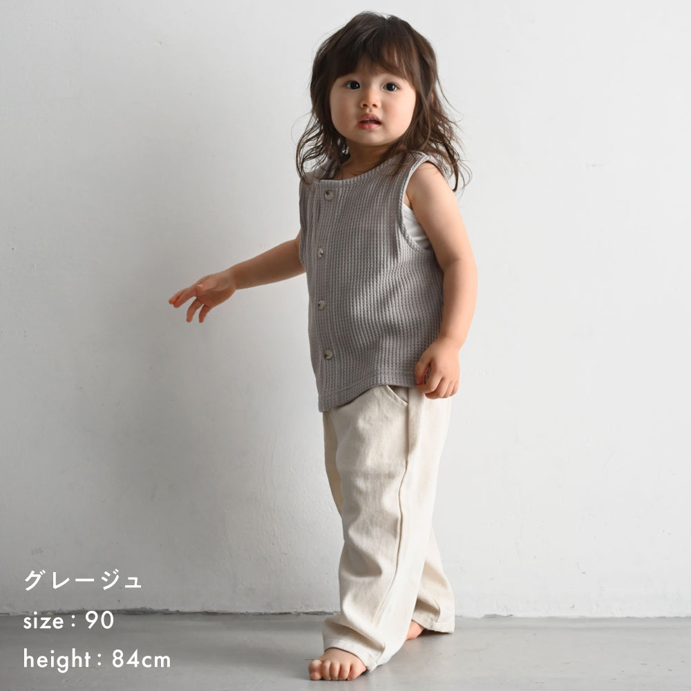 前後2way ノースリーブカットソー ラフリーワッフル