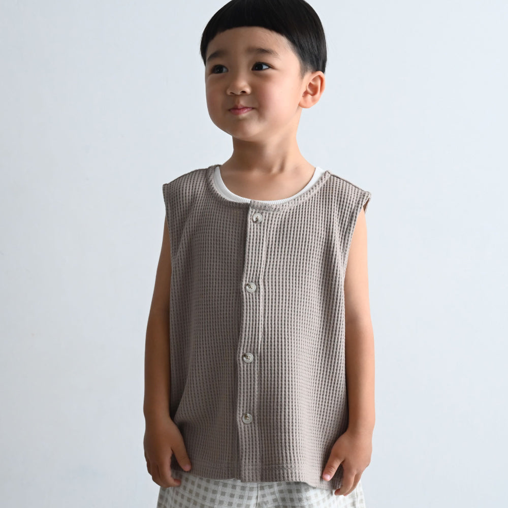 前後2way ノースリーブカットソー ラフリーワッフル