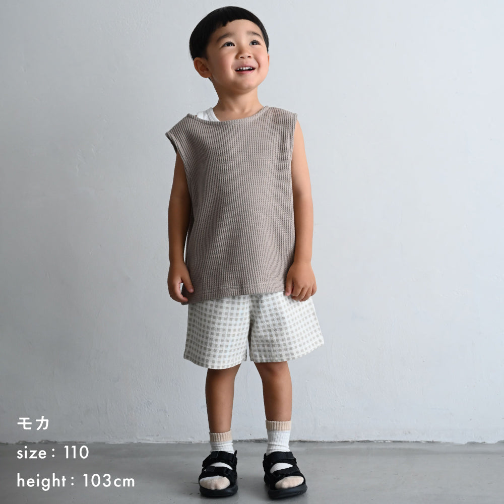 前後2way ノースリーブカットソー ラフリーワッフル