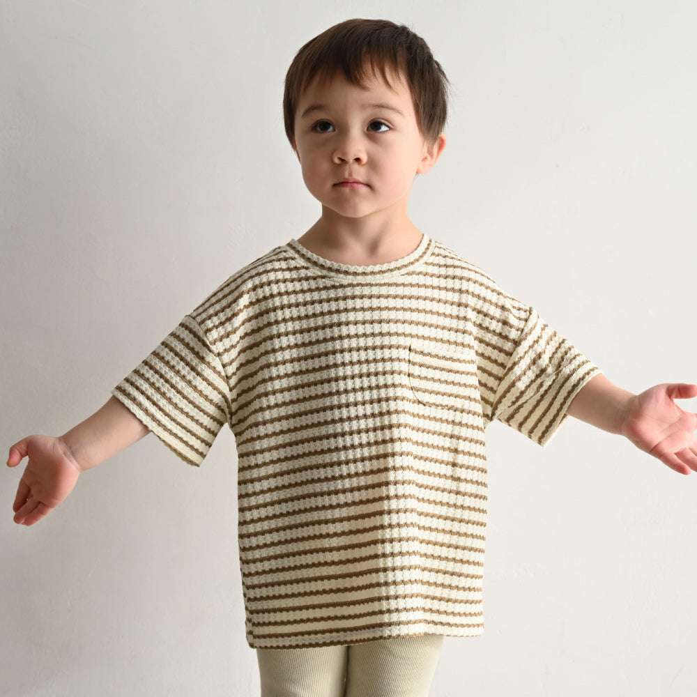 クルーネック 半袖 Tシャツ ワッフル