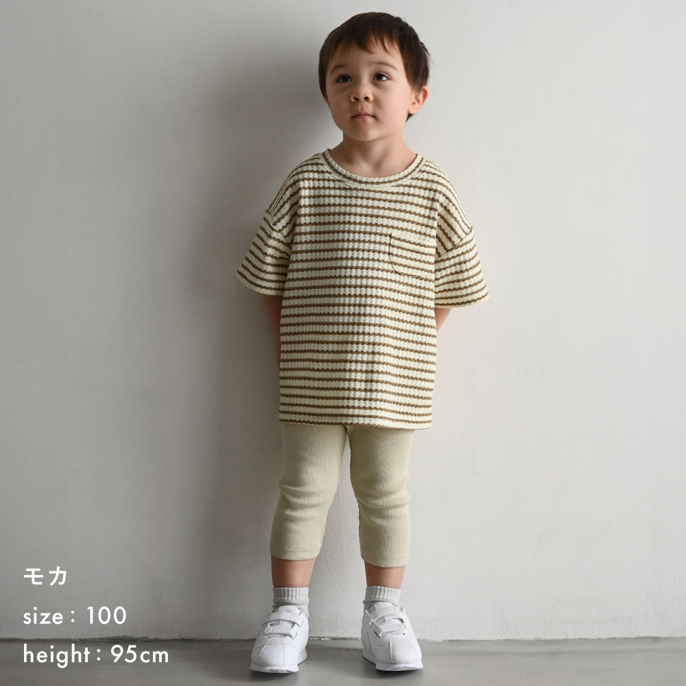 クルーネック 半袖 Tシャツ ワッフル