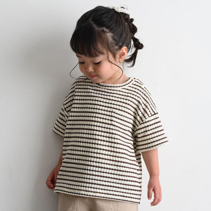 クルーネック 半袖 Tシャツ ワッフル