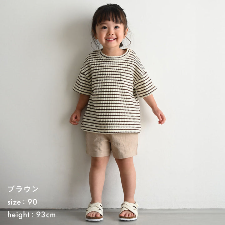 クルーネック 半袖 Tシャツ ワッフル