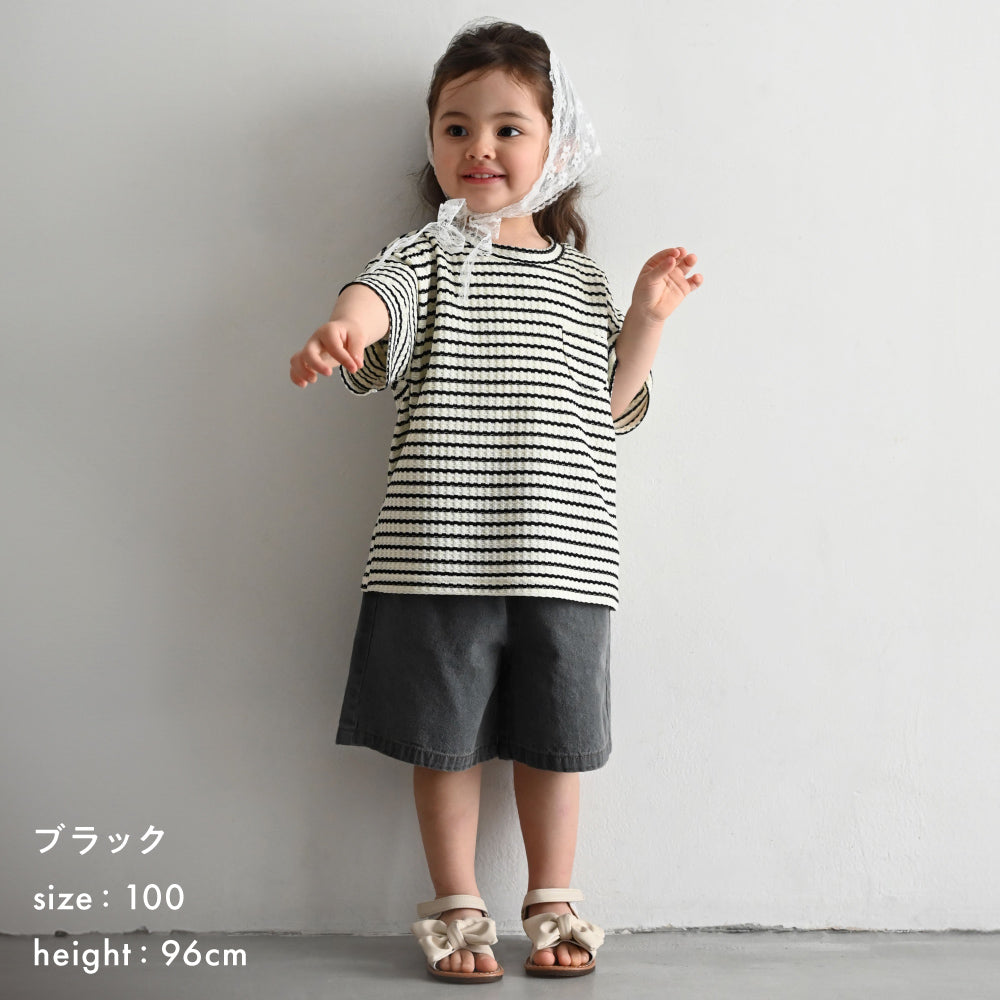 クルーネック 半袖 Tシャツ ワッフル