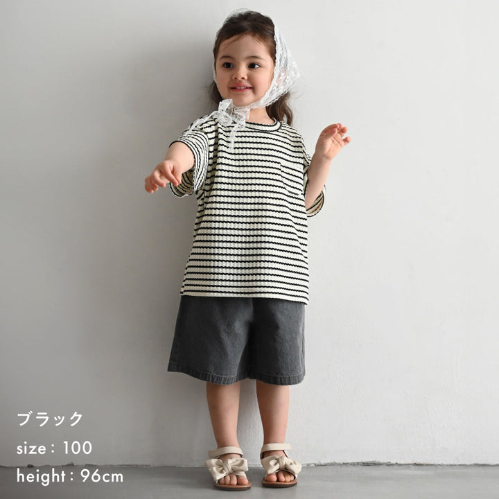 クルーネック 半袖 Tシャツ ワッフル