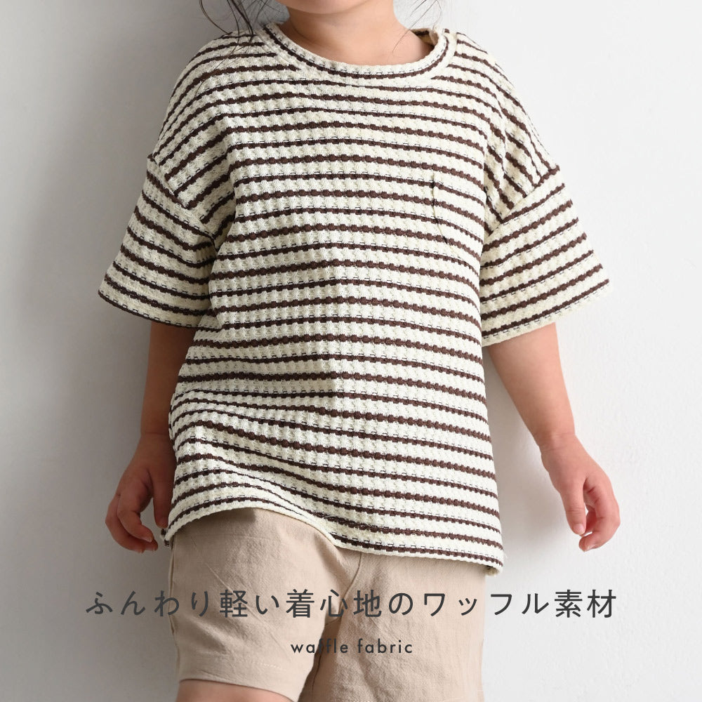 クルーネック 半袖 Tシャツ ワッフル