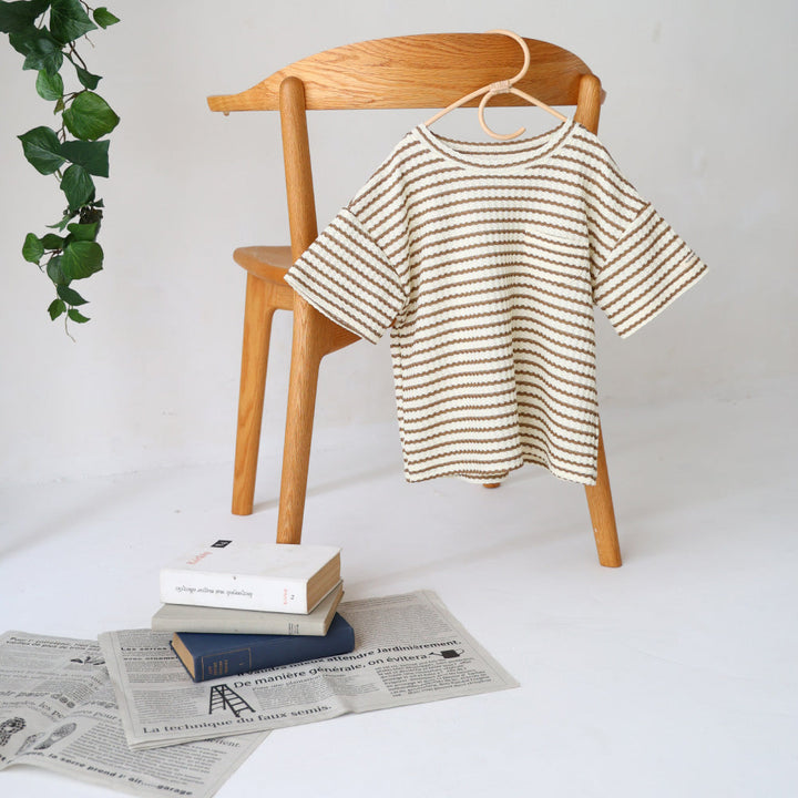 クルーネック 半袖 Tシャツ ワッフル