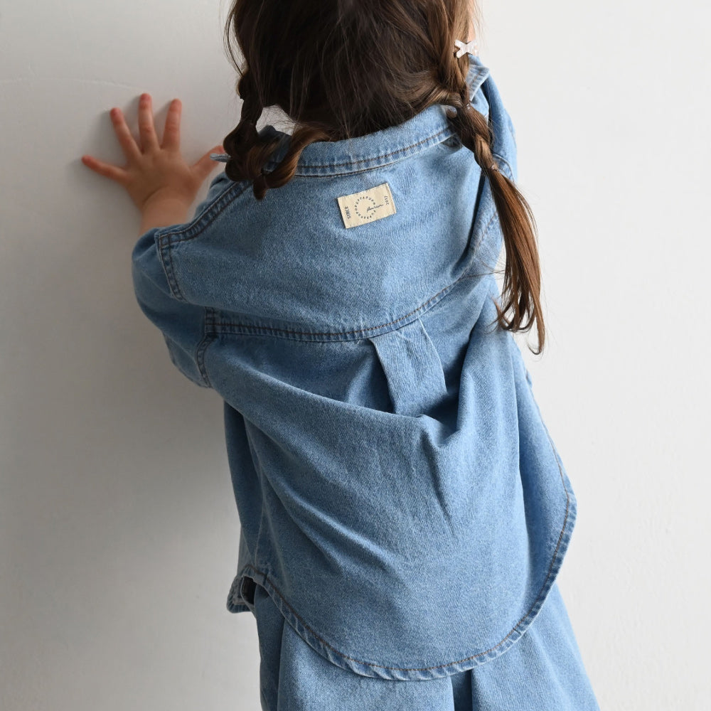 ステンカラー 半袖 シャツ デニム