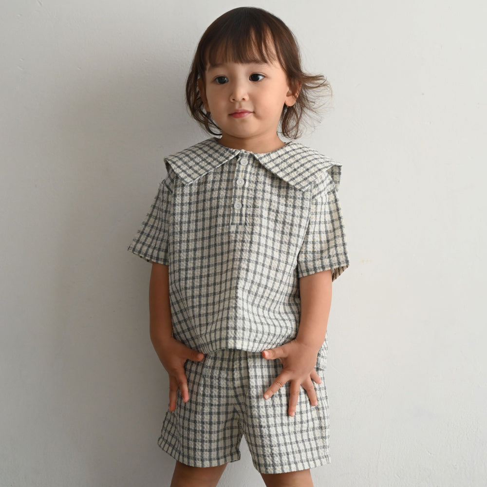 セットアップ セーラーカラー 半袖 シャツ ショートパンツ