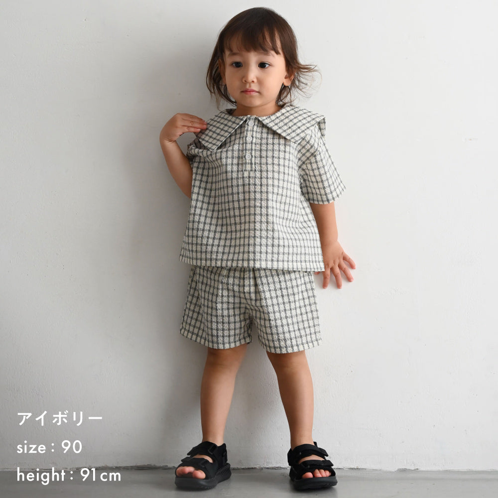 セットアップ セーラーカラー 半袖 シャツ ショートパンツ