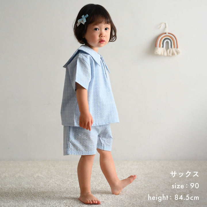 セットアップ セーラーカラー 半袖 シャツ ショートパンツ