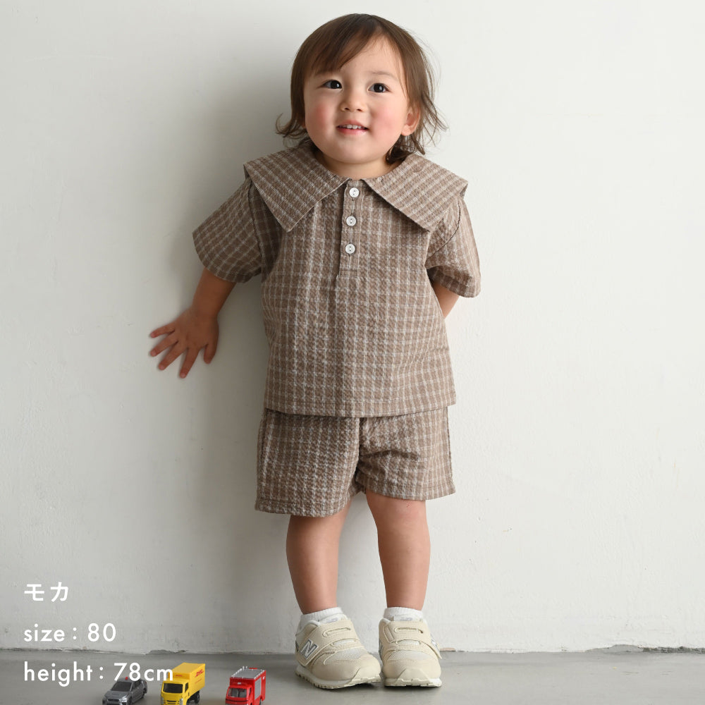 セットアップ セーラーカラー 半袖 シャツ ショートパンツ