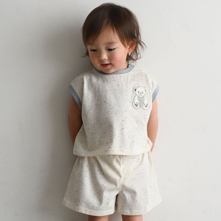 セットアップノースリーブ ショートパンツ ネップ