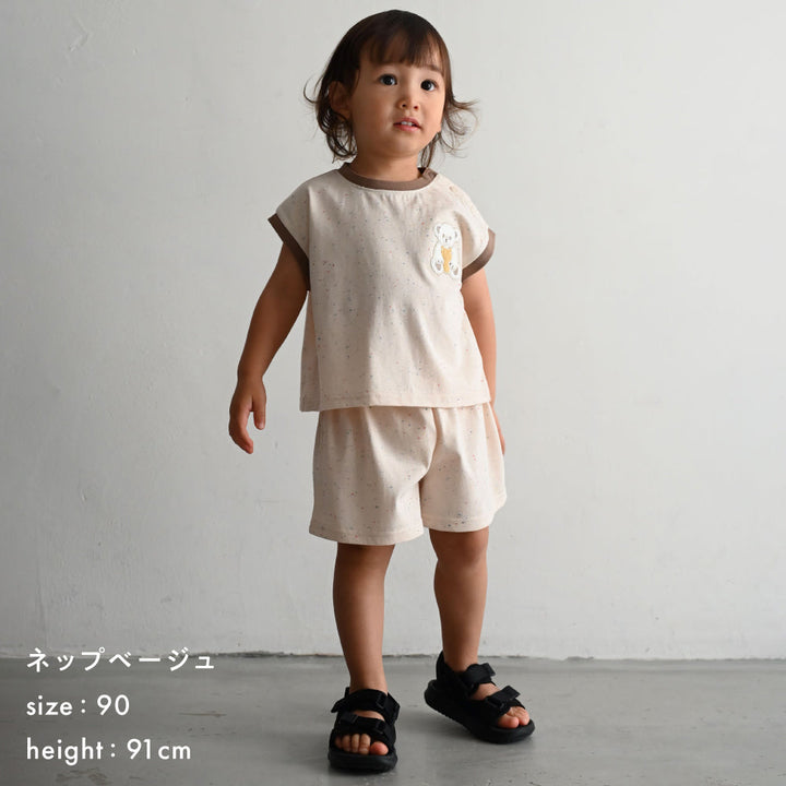 セットアップノースリーブ ショートパンツ ネップ