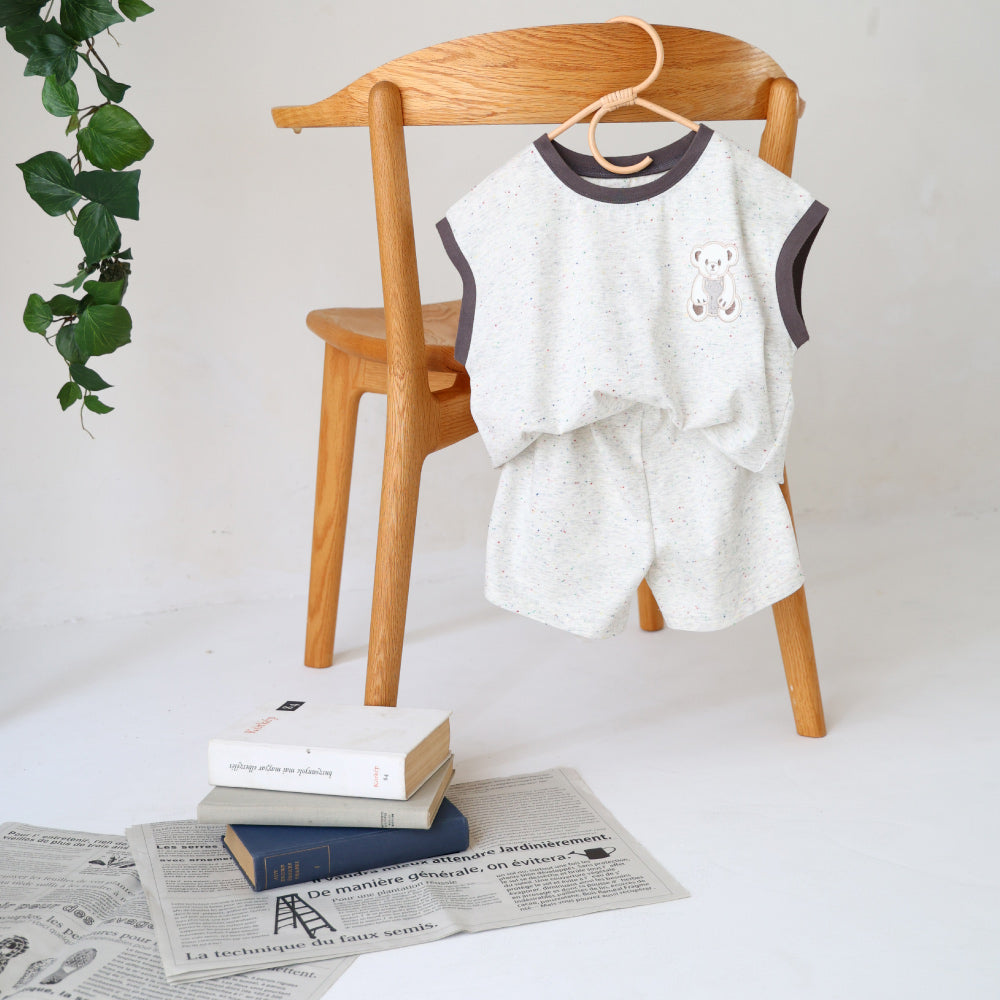 セットアップノースリーブ ショートパンツ ネップ