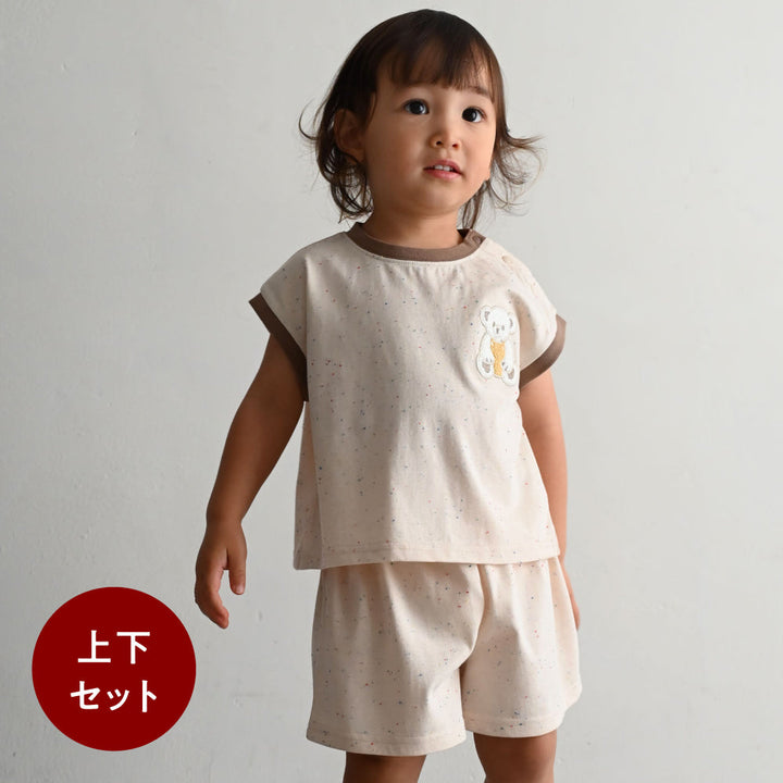 セットアップノースリーブ ショートパンツ ネップ