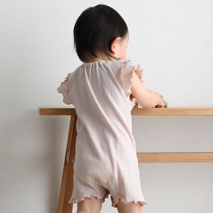 肩フリル ロンパース  針抜き