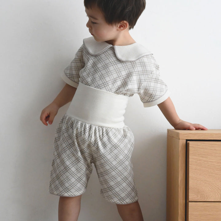 襟付き 半袖 パジャマ ワッフル