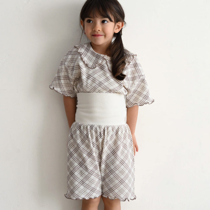 襟付き 半袖 パジャマ ワッフル