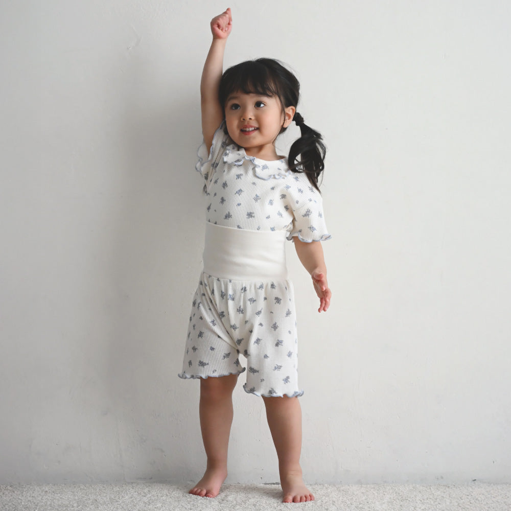 襟付き 半袖 パジャマ ワッフル